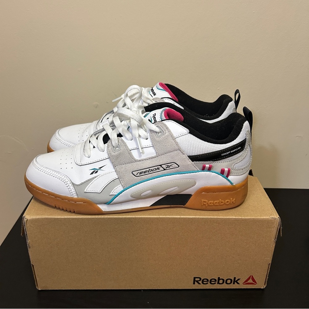 Men’s Reebok White and Tan Sneakers